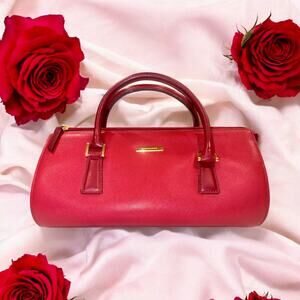 Burberry Leather Red Nova Check Pattern Tubular Bag w/COA
